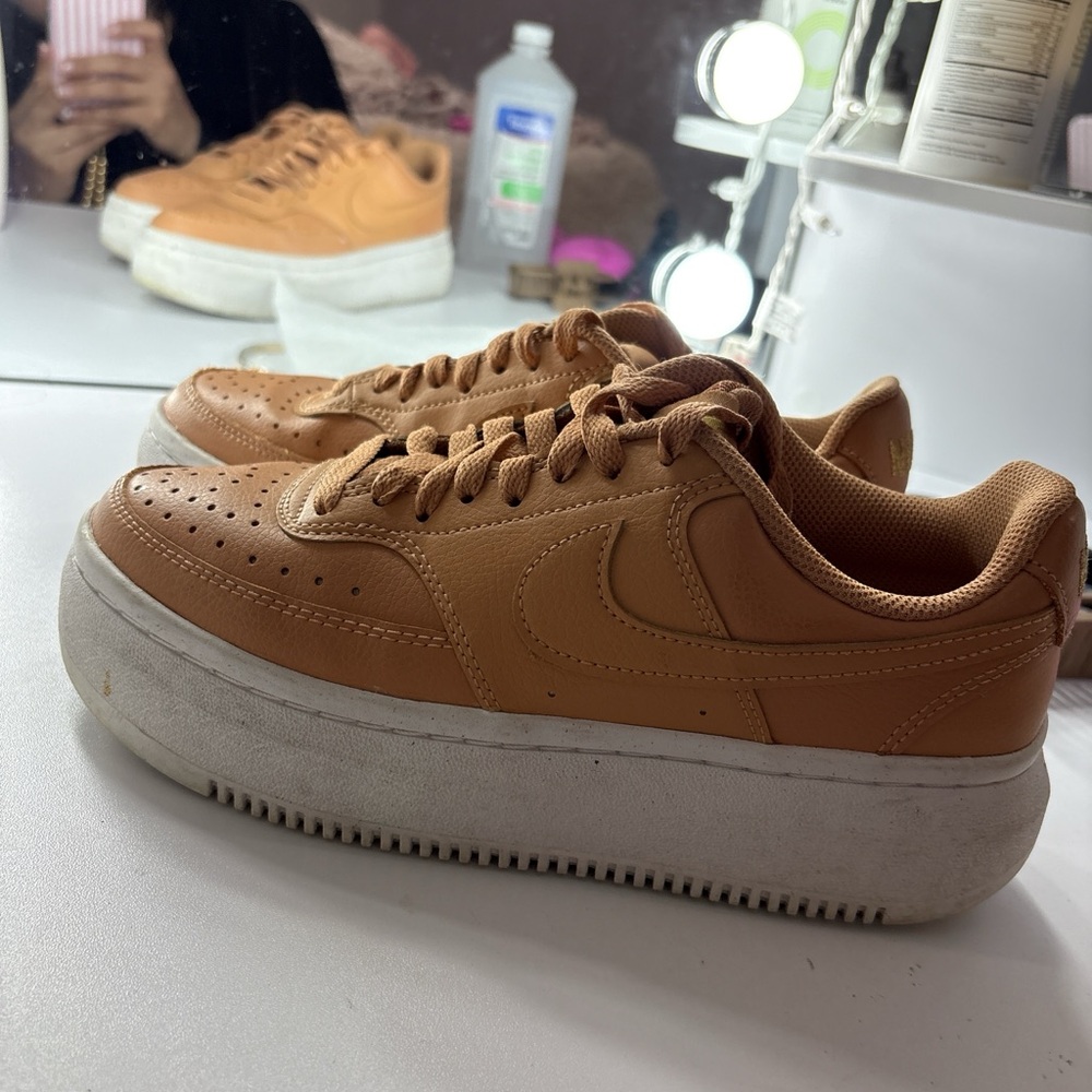 Nike Women's Sneakers in Tan and White